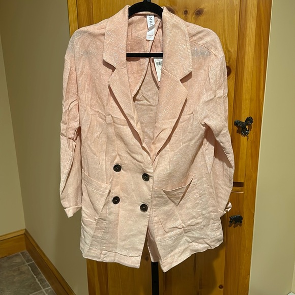 Anthropologie Amadi Kaye Blazer Jacket Linen Metallic Shimmer NEW - Picture 5 of 9